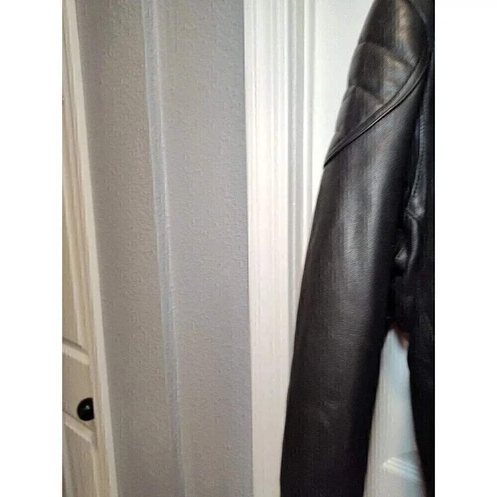MOB Classic Series Black Leather Motorcycle Jacket Size 48 with removable lining